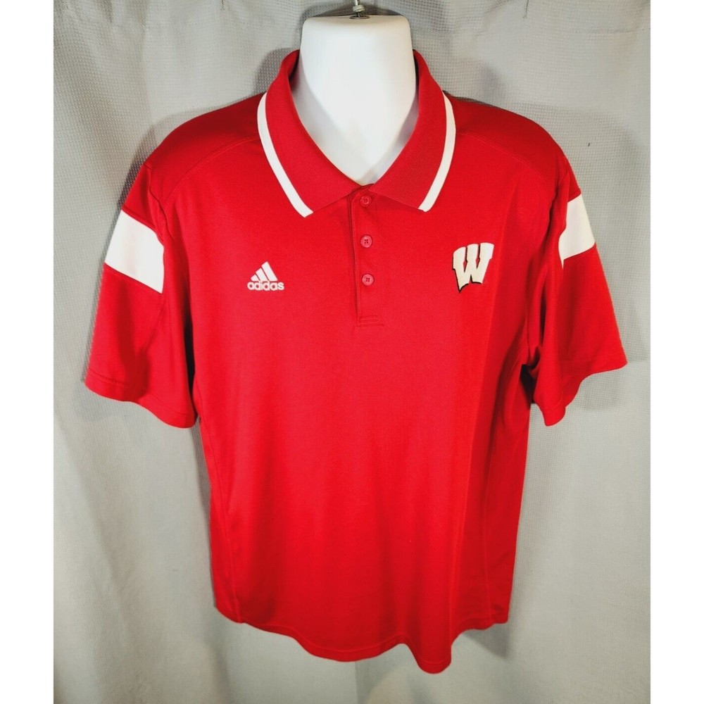 Wisconsin Badgers Climate Polo Shirt Adidas Climalite XL Red
